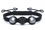 Authentic Black Diamond Color Crystals Shamballa Adjustable Bracelet, Now At Our Lowest Price Ever but Only for a Limited Time!