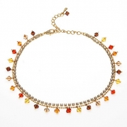 Sunset Multi-Colored Faceted Swarovski Crystal with Cubic Zirconia CZ on Micron Gold Plated Brass Anklet Bracelet 8.5''-10.5''
