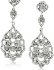 Nina Bridal Eiffel Antique Silver Crystal Statement Drop Earrings