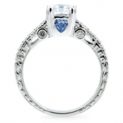 Shayla's Asscher Cut CZ Engagement Ring - Imitation Sapphire Heart CZs Size 7