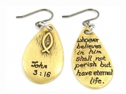 5030006 Christian Scripture Religious Jewelry Earrings John 3:16