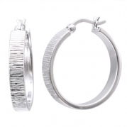 CleverSilver's .925 Sterling Silver Designer Textured Hoop Earrings - French Lock - 22.00mm x 21.00mm
