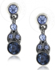 1928 Jewelry Simplicity Hematite-Color and Sapphire Petite Drop Earrings