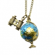 Zehui Fashion Jewelry Vintage Bronze Globe Telescope Charm Necklace Pendant