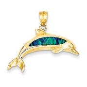 Genuine IceCarats Designer Jewelry Gift 14K Imitation Opal Dolphin Pendant