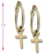 Tiny Loop with Religious Cross Earrings Gold Filled