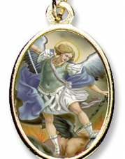 Mens Womens 1 Saint St Michael Gold Plate Medal Pendant Religious Icon Catholic Medal Gift