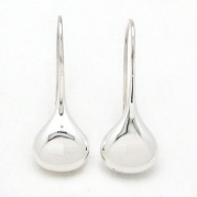 Classic Smooth Puffed Teardrop Sterling Silver Hook Earrings