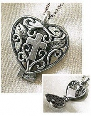 Heart and Cross Prayer Locket W 18 Chain Religious Catholic Gift Medal Necklace