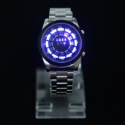 Clean Steel Blue Binary LED Men's Fashion Watch by TVG