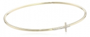KC Designs Faithfully Yours 14K Yellow Gold Diamond Sideways Cross Bangle Bracelet, 2.62