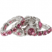 October Birthstone Pink Crystal Stacking Stretch Ring Trio