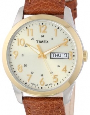 Timex Men's T2N105 Elevated Classics Dress Brown Leather Strap Watch