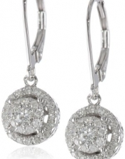 14K White Gold Cluster Circle Drop Diamond Earrings (1/2 Cttw, H-I Color, I2 Clarity)
