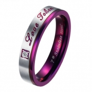 Brand New Titanium Stainless Steel Promise Ring Love Joken Couple Wedding Bands Engagement Purple Gift (Lady's Ring, 7)