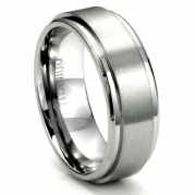 Men's Titanium 8MM Flat High Polish/Brush Finish Wedding Band Ring Sz 7.0