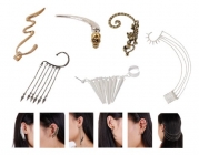 Bundle Monster 6pc Punk Style Ear Wrap Charm Ear Cuff Earring Stud Fashion Accessory for Pierced + Non Pierced Ears - Set 1