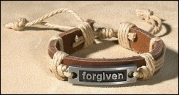 Kids Teen Forgiven Inspirational Bracelet Christian Religious Leather Bracelet
