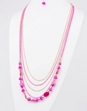 Trendy Fashion Jewelry - Imitation Crystal Necklace Set - By Fashion Destination (Pink) | Free Shipping