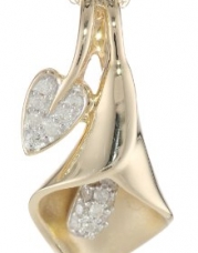 10K Yellow Gold Calla Lily Diamond Pendant Necklace (1/10 Cttw, I-J Color, I2-I3 Clarity), 18