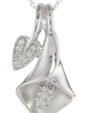 10K White Gold Calla Lily Diamond Pendant Necklace (1/10 Cttw, I-J Color, I2-I3 Clarity), 18