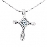 Tofan 18k White Gold-plated Crystal Cross Woman's Pendant Necklaces-- Arrives in Gift Bag