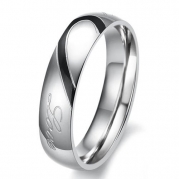 Lover's Heart Shape Titanium Stainless Steel Mens Ladies Promise Ring Real Love Couple Wedding Bands (Men's Ring, 4.5)