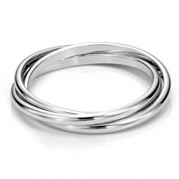 Sterling Silver Triple Interlocked Rolling High Polish Plain Dome Tarnish Resistant Wedding Band Ring, Nickel Free Sz 7