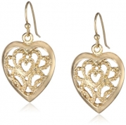 1928 Jewelry Basic Classics Gold-Tone Filigree Heart Drop Earrings