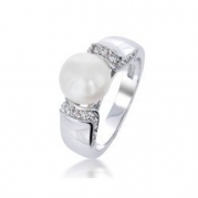 Bling Jewelry Great Gatsby Inspired Art Deco Freshwater Pearl Pave CZ Ring
