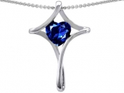 Original Star K(tm) Large Christian Cross Of Love Pendant With 8mm Heart Created Sapphire in .925 Sterling Silver