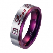 Brand New Titanium Stainless Steel Promise Ring Love Joken Couple Wedding Bands Engagement Purple Gift (Men's Ring, 7)