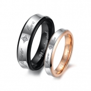 Fashion Black Plated His & Hers Gold-plated Titanium Steel Couples Forever Love Rings Set (Ladies' Size 7)