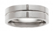 Men's Comfort Fit Titanium Wedding Band Brushed with Intersecting Grooves Size 9