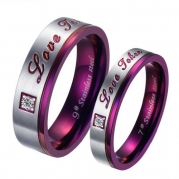 Brand New Titanium Stainless Steel Promise Ring Love Joken Couple Wedding Bands Engagement Purple Gift (Lady's Ring, 5)