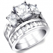 2 Carat Radiant Cut Cubic Zirconia CZ Sterling Silver Women's Wedding Engagement Ring Set Sz 8