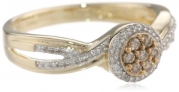 10K Yellow Gold Champagne and White Diamond Ring (1/4cttw, I-J Color, I2-I3 Clarity), Size 7