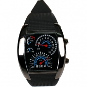 Shot-in Creative LED Watch Sector Sports Car Meter Dial Men Wrist Watch (Cool black)