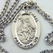 Womens Mens 1 Silver Pewter Saint St Michael Medal Religious Necklace Catholic Gift Set Prayer