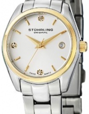 Stuhrling Original Women's 414L.03 Classic Ascot Prime Stainless Steel Bracelet Watch with Gold-Tone Bezel and Swarovski Crystals