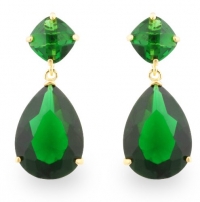 JanKuo Jewelry Angelina Jolie Inspired Emerald C.Z Bridal, Prom Drop Earrings.