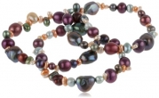 3 Piece Multi-Color and Shape Freshwater Pearl Stretch Bracelet Set, 7.5