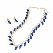 EVBEA Colour Bule Imitation Gold Plated Set Leaves Jewelry Set Necklace Earrings For Women
