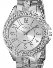 XOXO Women's XO5463 Rhinestone Accent Silver-Tone Analog Bracelet Watch