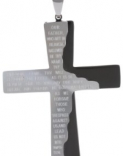 Men's Stainless Steel Tablet Cross Pendant Necklace, 24