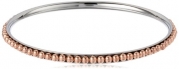 Stainless Steel Rose Gold Plated Caviar Bead Detailed Bangle Bracelet, 7.75