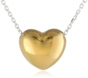 18k Yellow Gold-Plated Sterling Silver Puffed Heart Pendant Necklace, 18