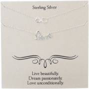 Sterling Silver Duo Necks, Crystal Infinity and Love Necklace, 16+2 Extender