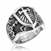Bling Jewelry Stainless Steel Celtic Medieval Cross and Shield Mens Ring