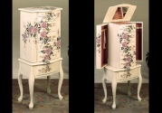 Coaster Jewelry Armoire, Ivory Finish Wood with Hand Painted Roses Floral